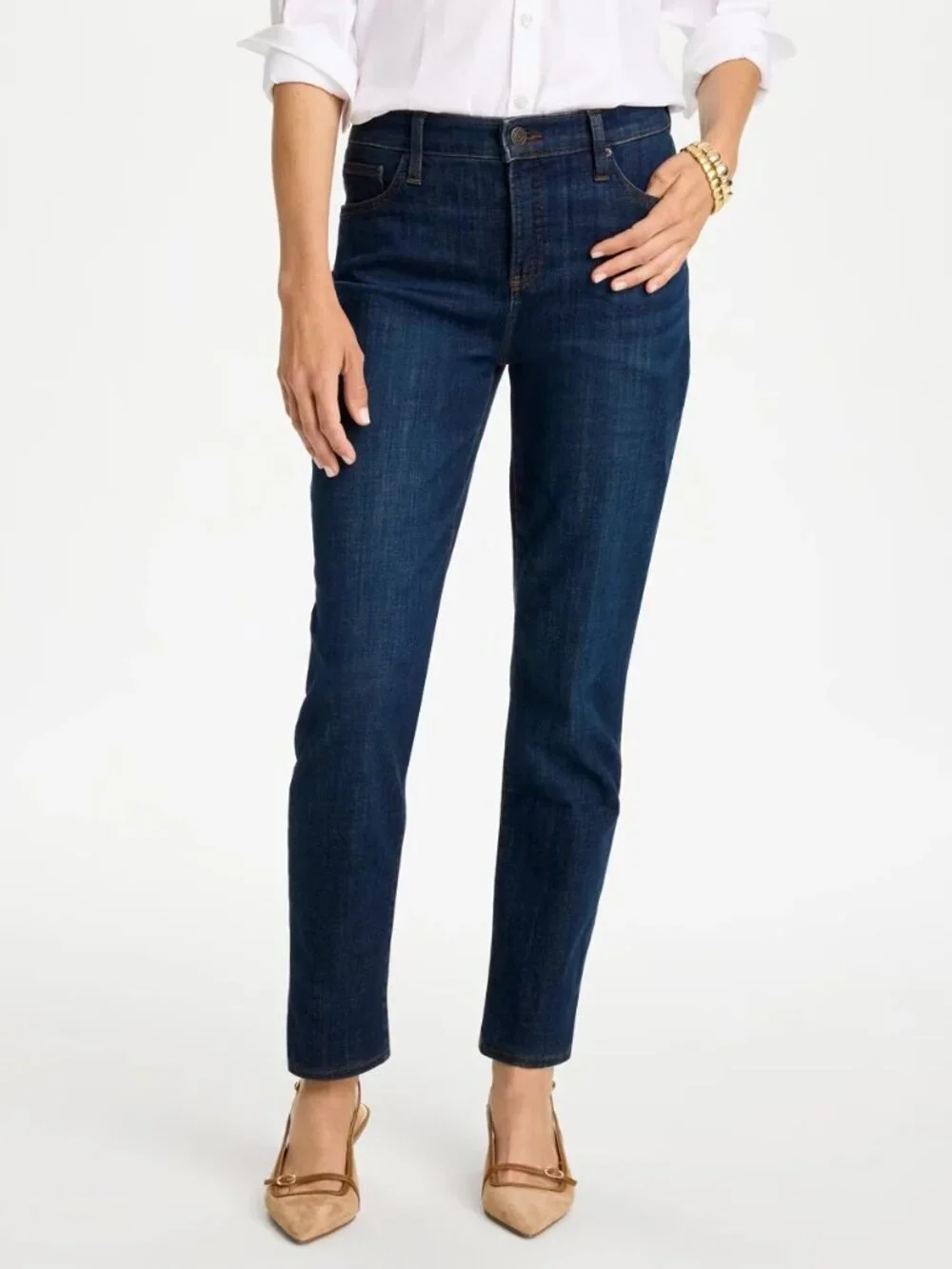 2/$30 Chico's Girlfriend Slim Ankle Jeans Dark Sapphire Indigo 16 #A3985